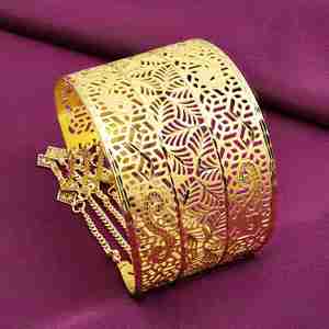 Pulseras de filigrana de oro teñido de 14K, 18K, 24K al por mayor, joyería de diseño tradicional, pulseras de moda, brazaletes de latón Kada - Product Image 1