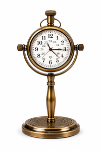 Antique Inspired Brass Pedestal <b>Clock</b> Vintage Desktop Timepiece <b>Retro</b> Office Table Decor - Product Image 1