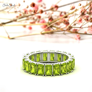 แหวนเพอริดอทดีไซน์เหลี่ยมมรกต ทองคำขาว 14k แหวนแต่งงาน แหวนซ้อนกัน แหวนประจำเดือนเกิดเดือนสิงหาคม แหวนสัญญา แหวนครบรอบ - Product Image 2