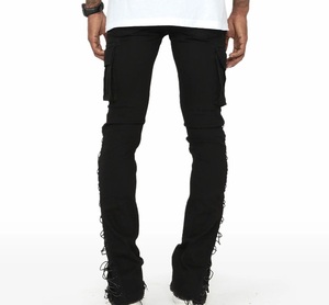 Branded Custom Men Denim Luxury Style Snap Button <b>Jeans</b> Denim Pant Multi Pockets Distressed Skinny Fit Man Denim Pant Breathable - Product Image 6