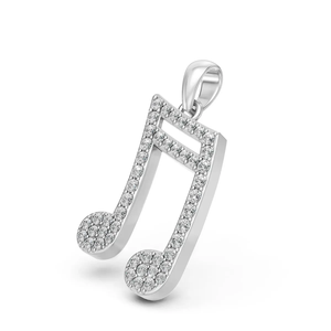 Pendentif Note de Musique en Or Blanc 10K Certifié IGI, Diamant de 0,36 CTW Taille Brillant Cultivé en Laboratoire, Plaqué Rhodium, Cadeau de Mariage de Luxe - Product Image 3
