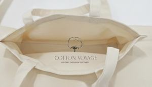 Sacs de courses à soufflets de qualité supérieure en coton 100% avec poignées, imprimés avec logo couleur personnalisé, matériau solide - Product Image 4