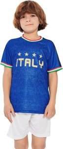 Camiseta de Fútbol de Italia para Niños, Manga Corta, Cuello Redondo, Sublimada, 100% Poliéster, Transpirable, Corte Regular, Ropa Infantil - Product Image 5