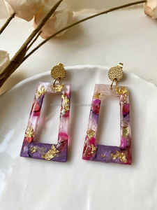 Résine Incrustation Coeur Forme Boucles D'oreilles Brand New Déclaration Acrylique Lucite Boucles D'oreilles Femmes Bijoux De Mode par Qualité Artisanat - Product Image 6