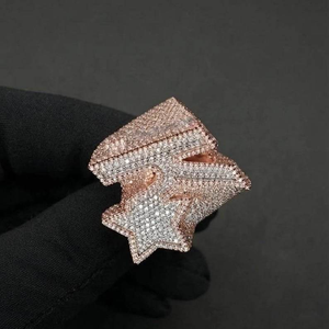 Lab Grown Diamond Dollar Sign <b>Ring</b> Rose Gold Statement <b>Ring</b> Iced Out Hip Hop Luxury Jewelry For <b>Men</b> Unisex Gift - Product Image 2