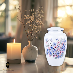 Urne funéraire en forme de fleur de cerisier blanche pour cendres humaines adultes, urne commémorative de 10 pouces - Product Image 3