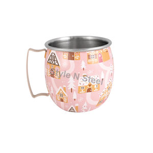 Vaso Térmico de Acero Inoxidable con Asa, Diseño de Casa de Dibujos Animados, para Viajes - Product Image 1