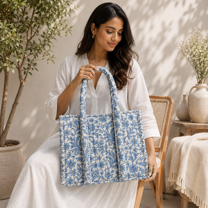 Bolso Tote Acolchado con Estampado Floral, Material de Lona, 34 cm de Ancho, Parte Superior Abierta, Estilo Elegante, para Todas las Temporadas, Uso Diario, Cierre de Cremallera, Ligero - Product Image 2