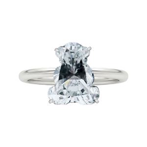 แหวนหมั้นเพชรทรงตุ๊กตาหมีแท้ 1 กะรัต DEF VVS VS เพชรเลี้ยงในห้องปฏิบัติการ รับรองโดย GIA IGI ชุบทองคำแท้ 925  ของขวัญ - Product Image 1