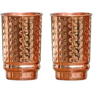 Ensemble de 4 verres à pied en cuivre martelé pour bar, service de table de restaurant et réceptions - Product Image 6