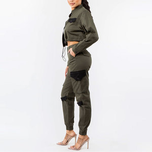 Custom Womens Cargo 2 Piece Set Utility Jacket And <b>Trousers</b> Multi Pocket Streetwear Fashion Outfit OEM ODM Manufacturer - Product Image 5