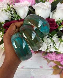 Pulseras de acrílico de moda, brazaletes geométricos coloridos con estampado de puntos, joyería de resina gruesa para mujer, accesorios de disfraz. - Product Image 4