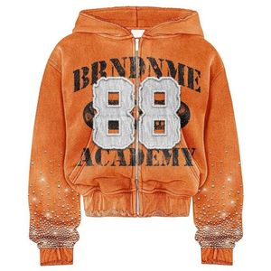 Sudadera con Capucha de Algodón y Forro Polar de Alta Calidad, Personalizada con Pedrería, 400gsm, para Hombre, Corte Regular, Logotipo Serigrafiado y Bordado, Ropa Urbana - Product Image 1