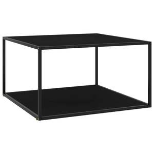 Mesa de centro de vidrio templado negro medio y acero con recubrimiento en polvo - Product Image 1