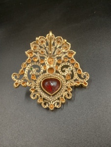 Collar con Colgante de Pavo Real, Doble Zirconia Roja, Moissanita Blanca, Chapado en Oro sobre Plata, Joyería India para Mujer, para Boda o Compromiso - Product Image 1