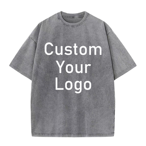 Custom Design Oversized Cotton T-Shirt Men's Short Sleeve O-Neck Casual Streetwear Jersey Knitted Acid Wash Silk Screen Printed - Product Image 2