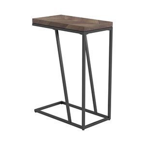 Tavolo Console Rustico con Motivo a Spina di Pesce e Dettagli in Nero Sabbiato - Product Image 3