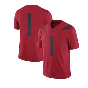 Maillot de football américain 100% polyester, imprimé par transfert thermique, nom d'équipe personnalisé, unisexe, adulte, grande taille, manches courtes, été - Product Image 1