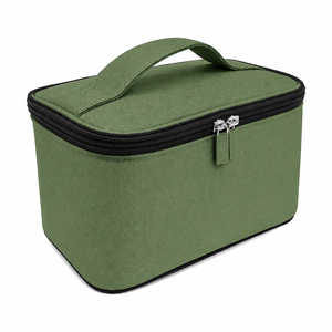Estuche de viaje para cosméticos, bolsa de almacenamiento portátil con cierre de cremallera mediano y asa suave para uso diario, producto reciclable - Product Image 3