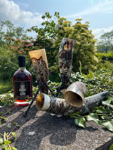 Natural Viking <b>Drinking</b> Horn with <b>Stand</b> - Handcrafted from Buffalo Horn - Product Image 5