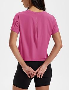 Top Deportivo Corto Personalizado para Mujer, de Manga Corta, Cuello Redondo, Tejido, Color Sólido, Transpirable - Product Image 2