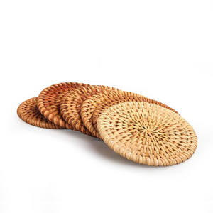 Sous-verres en bambou et rotin vietnamiens faits à la main, écologiques, naturels, motif floral classique - Product Image 4
