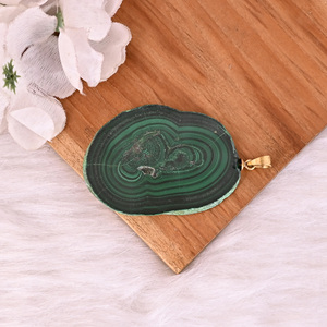 Pendentif unisexe tendance en malachite naturelle stalactite plaqué or/argent/or rose/ruthénium noir 31,6 g - Product Image 5