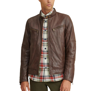 <b>Long</b> Sleeve Eco-Friendly Anti-Bacterial Winter Casual Quick Dry Breathable OEM Service Custom <b>Men's</b> Leather <b>Jacket</b> Front Logo - Product Image 1