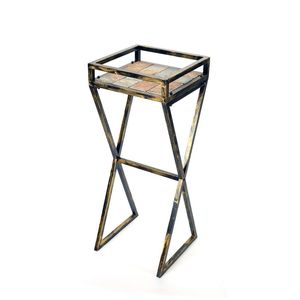 35.5 \ "lastra di pietra grigia con pianta in metallo nero/oro elegante ornamento da giardino - Product Image 6