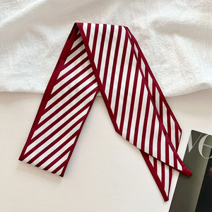 2026 New Luxury Brand <b>Scarf</b> Red Stripe Printing Women <b>Scarf</b> Bag Hair Skinny <b>Silk</b> <b>Scarves</b> Lady Foulard Neckerchief Headband - Product Image 6