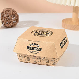 กล่องเบอร์เกอร์พิมพ์ลายตามสั่ง เกรดอาหาร บรรจุภัณฑ์กระดาษแบบฝาพับ สำหรับอาหารจานด่วนและอาหารแบบนำกลับบ้าน - Product Image 2