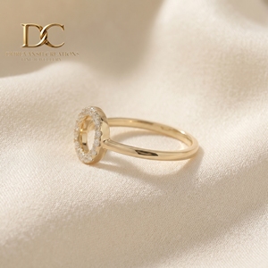 Fine Elegant 14KT Solid Yellow Gold <b>Circle</b> Halo <b>Ring</b> with Lab Grown Diamond Women's Wedding & Party Jewelry Manufacturer - Product Image 5