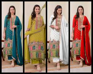 Conjunto de Salwar Kameez de 3 Piezas para Mujer, Estilo Casual, Cuello Redondo, Spandex/Algodón, Secado Rápido - Product Image 4