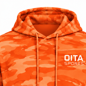 Orange <b>Camo</b> Pullover Hoodie Men Custom Printed Camouflage Sweatshirt Kangaroo Pocket Long Sleeve Casual Athletic Streetwear <b>Top</b> - Product Image 3