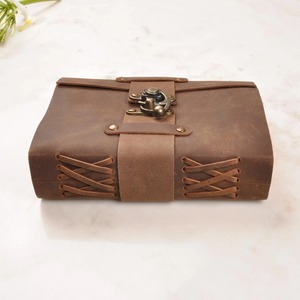 Personalized Handcrafted Vintage Leather bound Journal with Lock Antique Deckle - Product Image 1