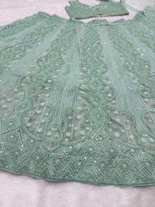 Filet traditionnel de créateur Lehengha Choli pour femmes Bollywood Indian Party prêt à porter Lengha pour les mariages d'été - Product Image 4