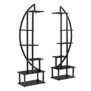 Set di 2 Supporti per Piante a Mezzaluna in Ferro per Decorazione di Giardino, Patio o Balcone - Product Image 2