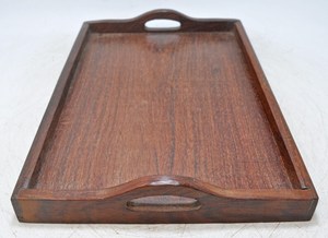Grand plateau de service vintage en bois, artisanal et ancien - Product Image 5