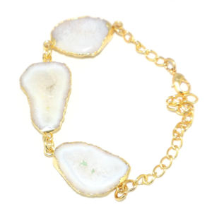 Bracelet classique et élégant en agate naturelle, plaqué or 22 carats, chaîne ajustable, cristal de guérison, bijoux pour femmes - Product Image 2