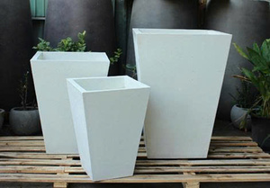 Set of 3 Jumbo Tapered <b>Planters</b> Concrete <b>Planter</b> Designed for Open Balconies Patios and <b>Large</b> Garden Borders - Product Image 3