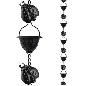 Cadena de Lluvia Metálica con Diseño de Mariquita y Cubos Recolectores, Cadena Decorativa para Drenaje de Agua en Jardín, Decoración Colgante para Patio - Product Image 1