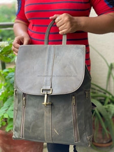 Mochila de cuero Crunch Vintage hecha a mano real Mochila elegante Bolsa - Product Image 3