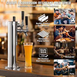 Torre Dispenser Birra Triple Taps da 20L in Acciaio Inossidabile, Kit Kegerator Preassemblato per Feste - Product Image 5
