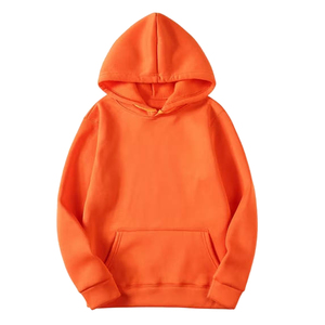 Sweat-shirt à capuche orange pour homme, couleur unie, décontracté, tricoté, pour l'automne, respirant, coupe ample, tissu en molleton français - Product Image 1
