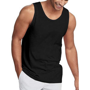 Camiseta sin mangas acanalada gris para hombre, cuello redondo, informal, transpirable, de punto, para entrenamiento muscular, color liso, de algodón, de secado rápido, ajuste cómodo, frontal - Product Image 2