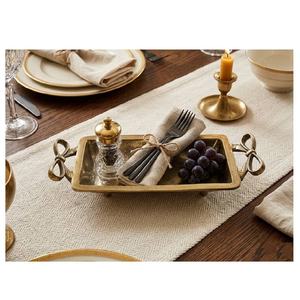 Bandeja Rectangular de Aleación de Aluminio Pulido con Asa de Lazo, Acabado en Latón Antiguo, para Servir, Vajilla para el Hogar, Uso Multiusos - Product Image 2