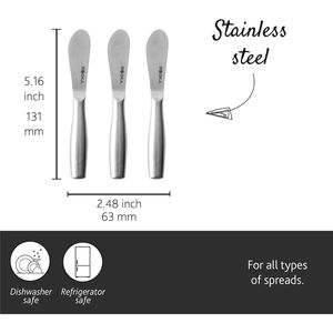 Couteaux à tartiner élégants Copenhagen pour beurre et fromage, 3 spatules à fromage en acier inoxydable pour fromages à croquer et apéritifs - Product Image 3