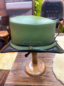 Sombrero Vaquero Personalizado Ecológico de Dos Tonos Verde y Negro, Hecho a Mano, de Cuero Genuino, Ala Ancha, para Adultos, para Fiestas de Disfraces - Product Image 5