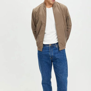 Blouson Bomber Matelassé Bleu Marine pour Homme, Fermeture Éclair, Col Montant, Coupe-Vent Décontracté pour l'Automne, Polyester/Nylon, Logo Avant - Product Image 4