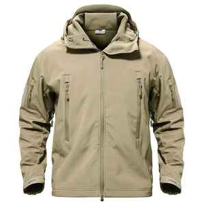 High Quality Breathable <b>Men's</b> Softshell <b>Jacket</b> with Stand Collar Front Logo <b>Waterproof</b> & Quick Dry for <b>Winter</b> Outdoor Sports - Product Image 2